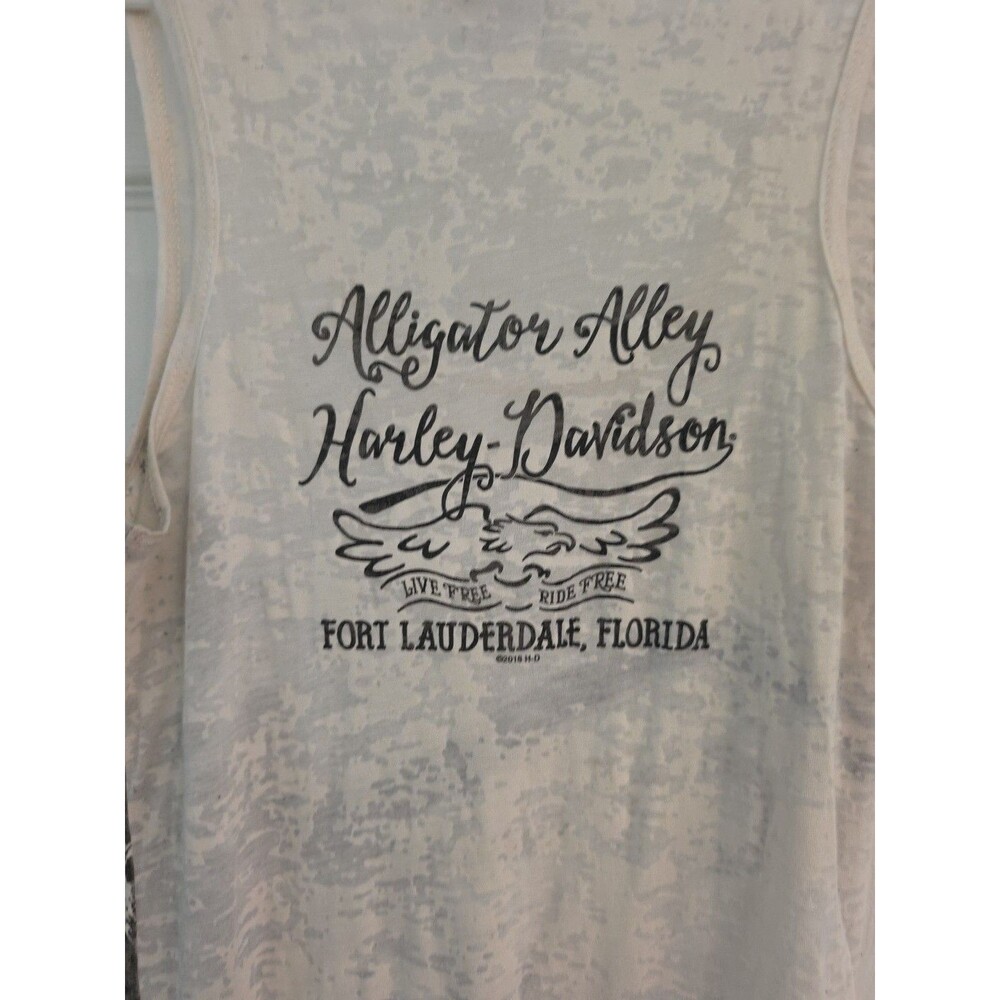 Harley Davidson Alligator Alley Ft Lauderdale Rhinestone Burnout Tank Top 2018 M - Picture 6 of 6